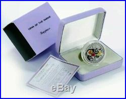 2013 Cook Islands Snake Happiness Colorized 1oz Proof Silver Coin Box & COA
