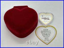 2013 Cook Islands Yours Always Love Swans Silver Color Coin Romantic Heart Shape