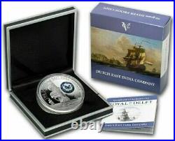 2014 $10 Cook Islands DUTCH EAST INDIA Delft Porcelain 50g Silver Proof Coin