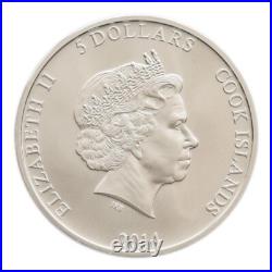 2014 Cook Island Lilac Spring Flower $5 Silver Colored Coin Butterfly WWF Flora