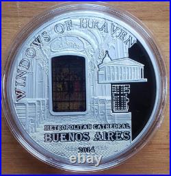 2014 Cook Islands $10 WINDOWS OF HEAVEN Buenos Aires Proof Silver Coin