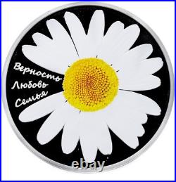 2014 Cook Islands $5 Love Family Fidelity Silver Colored Coin Romantic Chamomile