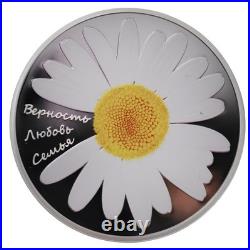 2014 Cook Islands $5 Love Family Fidelity Silver Colored Coin Romantic Chamomile