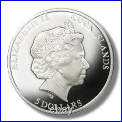 2014 Cook Islands $5 Moldavite Impact Meteorite Proof Silver Coin