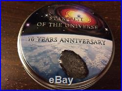 2014 Cook Islands MOLDAVITE IMPACT silver meteorite coin COA, box