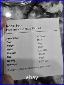 2014 Cook Islands Nano Sea $10 Legal Tender Silver Nano Chip Coin 1,000 Minted