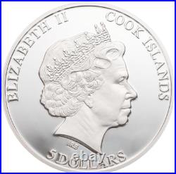 2014 Cook Islands Newborn Baby $5 Silver Coin Baby Footprints Christening gift