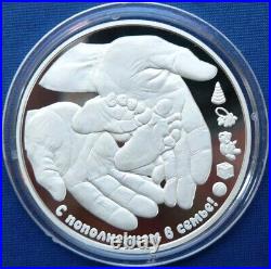 2014 Cook Islands Newborn Baby $5 Silver Coin Baby Footprints Christening gift