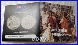 2014 Cook Islands Sixth Crusade Frederick II Antique Finish Silver Coin