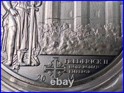 2014 Cook Islands Sixth Crusade Frederick II Antique Finish Silver Coin