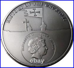 2014 Cook Islands Sixth Crusade Frederick II Antique Finish Silver Coin