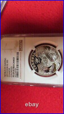 2014 Cook Islands World of Hunting NGC PF69 Chamois. 925 Silver Coin