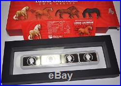 2014 Cook Islands Year Horse Lunar 4 Coins Rectangle $1 Silver Color Proof Set