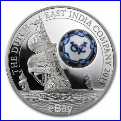 2014 ROYAL DELFT VOC Ship Dutch East Porcelain Silver Coin 10$ Cook Islands