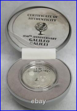 2014 SILVER COOK ISLANDS 2oz 999 MINTED PROOF $10 GALILEO COIN MOON BOX & COA