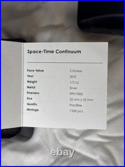 2015 $2 Space Time Continuum Square Silver Coin- Cook Islands- 99.9