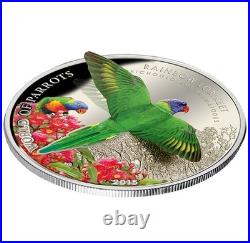2015 $5 World of Parrots Rainbow Lorikeet Sterling Silver Coin