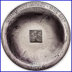 2015 CHONDRITE METEORITE METEOR Silver Coin 5$ Cook Islands RARE
