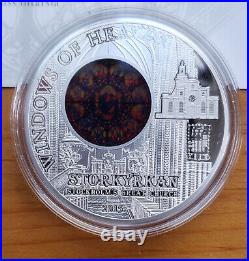 2015 Cook Islands $10 Windows Of Heaven Storkyrkan Stockholm Christ Silver Coin