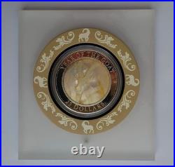 2015 Cook Islands 25$ Lunar Year Of The Goat Mother Of Pearl 5 Oz Silver Coin