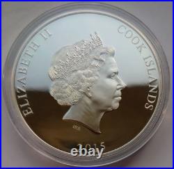 2015 Cook Islands 25$ Lunar Year Of The Goat Mother Of Pearl 5 Oz Silver Coin