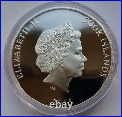 2015 Cook Islands 25$ Lunar Year Of The Goat Mother Of Pearl 5 Oz Silver Coin