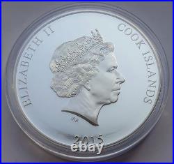 2015 Cook Islands 25$ Lunar Year Of The Goat Mother Of Pearl 5 Oz Silver Coin