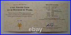 2015 Cook Islands 25$ Lunar Year Of The Goat Mother Of Pearl 5 Oz Silver Coin