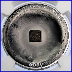2015 Cook Islands 5 $ Chondrite Impact Meteorite NWA 4037 MS70 1 Oz Silver Coin