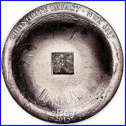 2015 Cook Islands $5 Chondrite Impact meteorite coin! Silver Proof + tin case