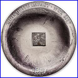2015 Cook Islands, Chondrite Impact, NWA 4037 meteorite coin! $5 silver + box