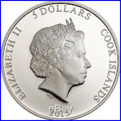 2015 Magnificent Life PEACOCK 1oz Silver coin High Relief Proof Cook Islands $5
