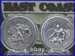 2016 $10 Cook Islands Norse Gods 2oz Silver Coin Antique Finish Box & COA's #CF