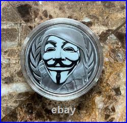2016 1 oz. 999 Silver $5 Cook Islands HISTORIC GUY FAWKES MASK Black Proof Coin