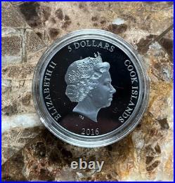 2016 1 oz. 999 Silver $5 Cook Islands HISTORIC GUY FAWKES MASK Black Proof Coin