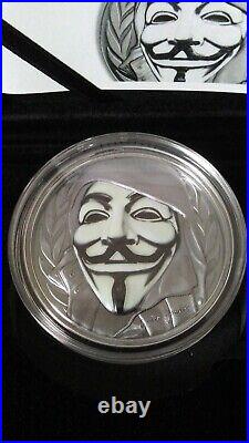 2016 $5 cook islands 1oz silver coin GUY FAWKES MASK anonymous v for vendetta