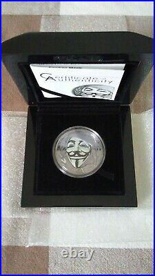 2016 $5 cook islands 1oz silver coin GUY FAWKES MASK anonymous v for vendetta