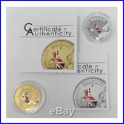 2016 Brexit 1/10 oz Gold $20 Cook Island + Additional Silver Coin COAs Included
