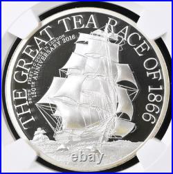 2016 Cook Island $2 Dollars The Great Tea Race Silver Piefort 0.999 NGC PF70UC