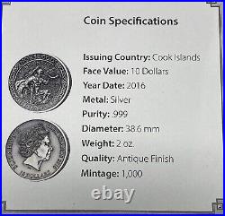 2016 Cook Islands $10 Fine Silver 2oz Norse Gods 9 Coin Set #15-22