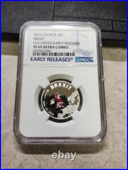 2016 Cook Islands $1 Silver Brexit Coin PF69 Ultra Cameo NGC Early Rel