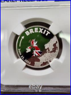 2016 Cook Islands $1 Silver Brexit Coin PF69 Ultra Cameo NGC Early Rel