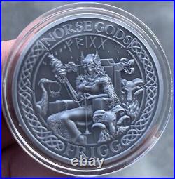 2016 Cook Islands 2 oz. 999 Antiqued Silver Norse Gods FRIGG, Low Mintage