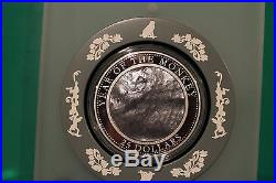 2016 Cook Islands 5 oz Silver Proof Mother of Pearl Lunar Monkey Coin with COA