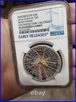 2016 Cook Islands Magnificent Life Wasp Spider God Tier Silver Coin NGC PR PF 69