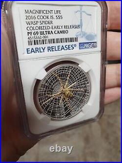 2016 Cook Islands Magnificent Life Wasp Spider God Tier Silver Coin NGC PR PF 69