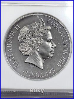 2016 Cook Islands Norse Gods LOKI 2 Oz Silver Coin NGC MS 70 Antiqued
