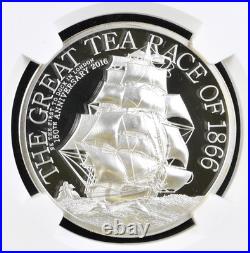 2016 Cook Islands S$5 Dollars Great Tea Race of 1866 Silver 150th Ann NGC PF69UC
