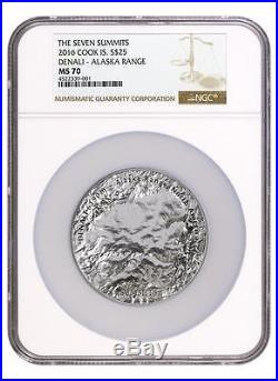 2016 Cook Islands Silver $25 Seven Summits Denali Buffalo MS70 NGC Coin