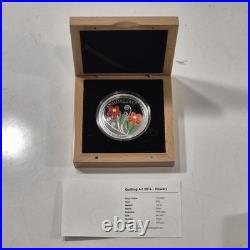 2016 Cook Islands Silver Proof $2 Coin Quilling Art Flowers in Case with Cert